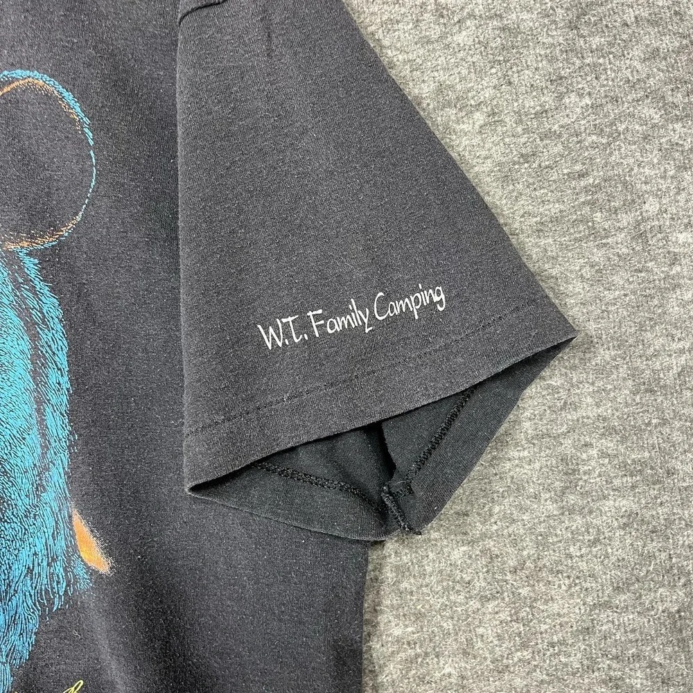Vintage Black‎ Bear Shirt Mens L Faded Black Wildlife Graphic Oneita Nature 80s